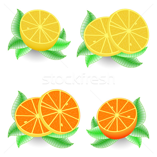 Foto stock: Laranja · limão · branco · abstrato · vetor