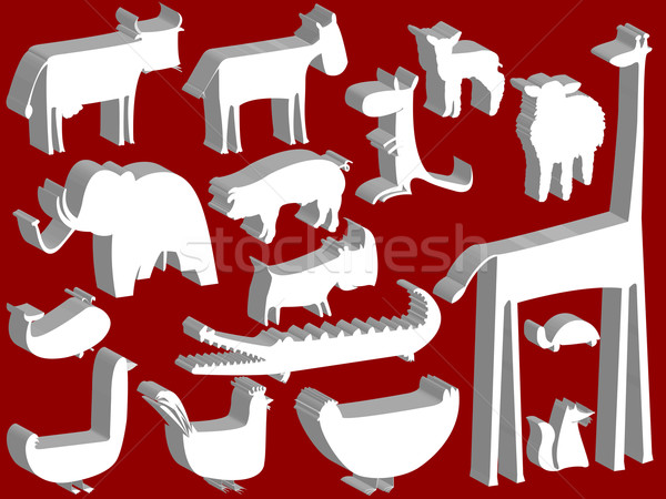 animal figurines over red background Stock photo © robertosch