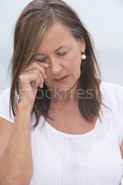 Foto stock: Preocupado · mujer · madura · retrato · atractivo · mirando · triste