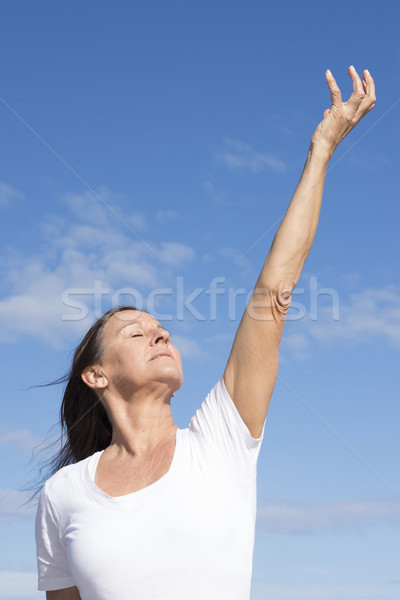 Foto stock: Hermosa · positivo · aire · libre · retrato · atractivo