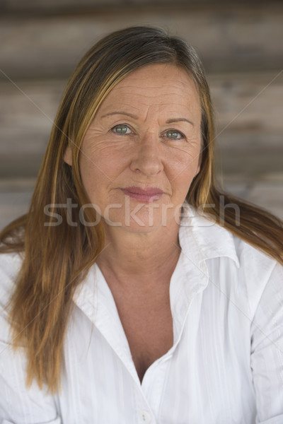 Portrait elegant mature woman white shirt Stock photo © roboriginal