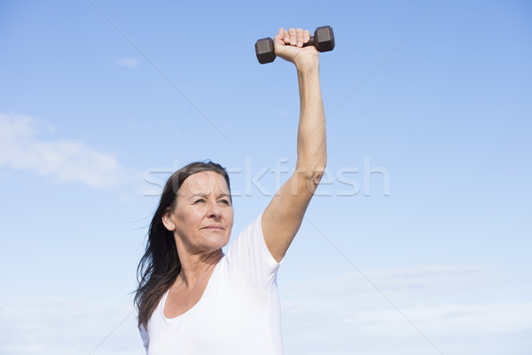 Stockfoto: Actief · rijpe · vrouw · outdoor · portret · aantrekkelijk