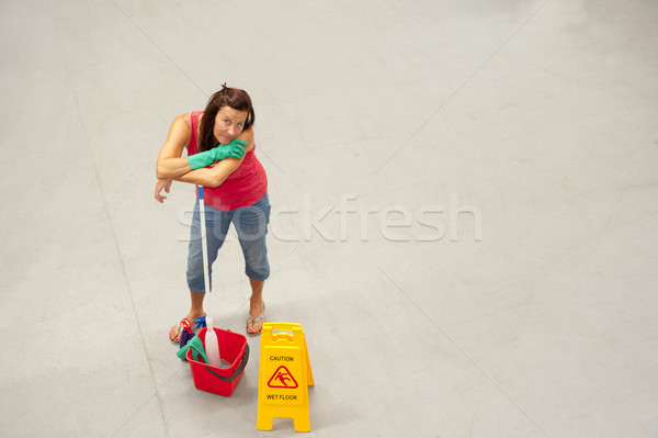 Cleaner mopping office warehouse floor Stock photo © roboriginal
