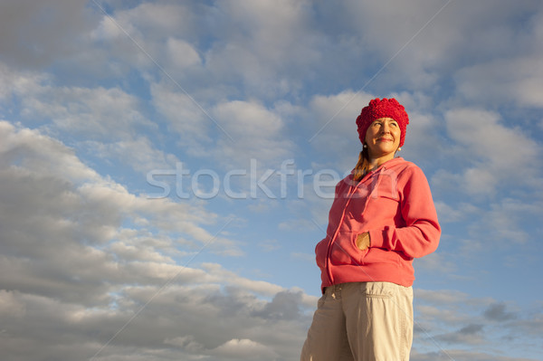 Porträt anziehend reife Frau sunrise schönen schauen Stock foto © roboriginal