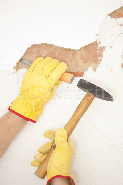 Interior House wall renovation hammer and chisel Stock photo © roboriginal