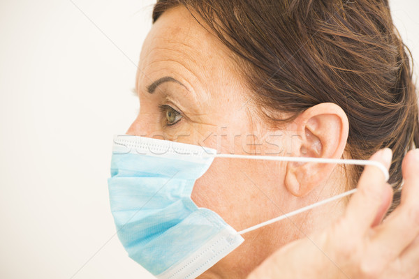 Stock foto: Porträt · medizinischen · Krankenschwester · Maske · Gesicht · Profil