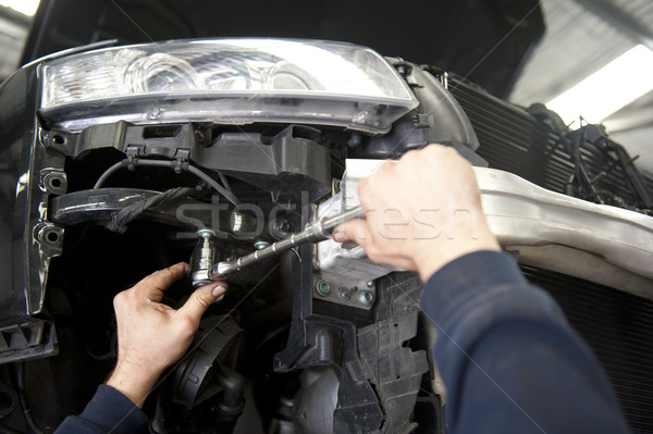 Car inspection and service in auto garage Stock photo © roboriginal
