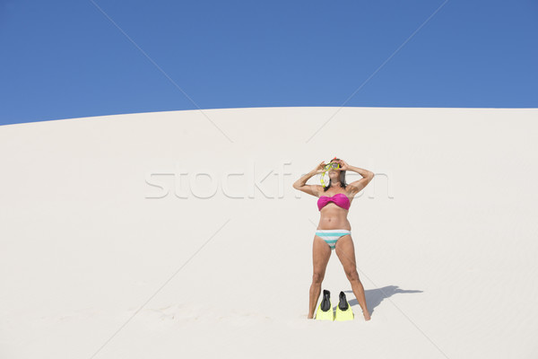 Actif retraite femme plage de sable dune portrait [[stock_photo]] © roboriginal