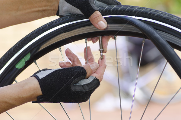 Closeup repairing bicycle tyre Stock photo © roboriginal