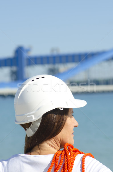 Stock fotó: Női · munkás · ipari · portré · építőmunkás · visel