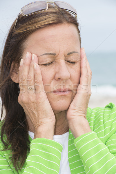 Szomorú nő bánat bánat csukott szemmel portré Stock fotó © roboriginal