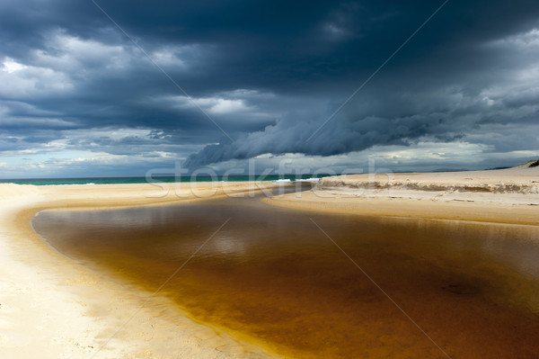 Windy weather storm cloud formation ocean beach Stock photo © roboriginal