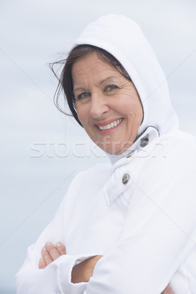 Stock photo: Woman cold season portrait ocean