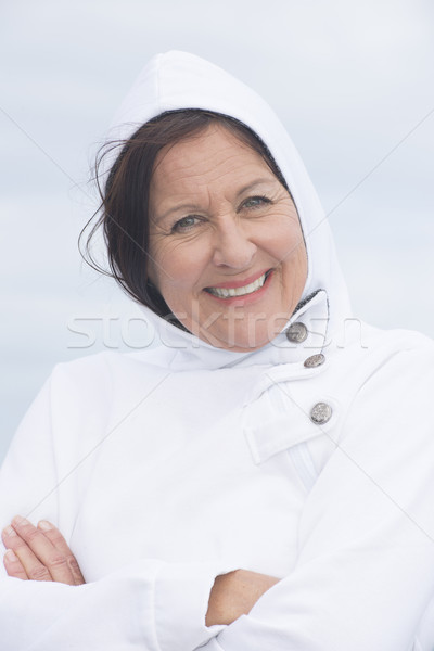Stock photo: Happy Woman cold season portrait ocean