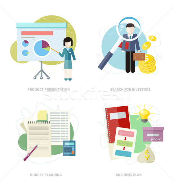 Business plan budget planning Zoek zakenvrouw Stockfoto © robuart