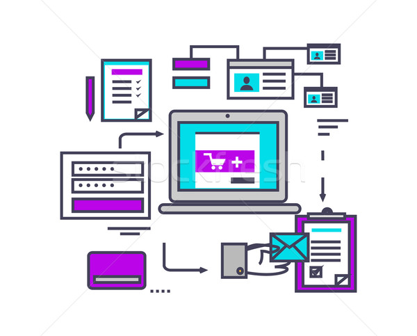 Stock photo: Icon Flat Style Design Secure Payment