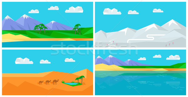 Set of Natural Landscapes in Flat Stock photo © robuart