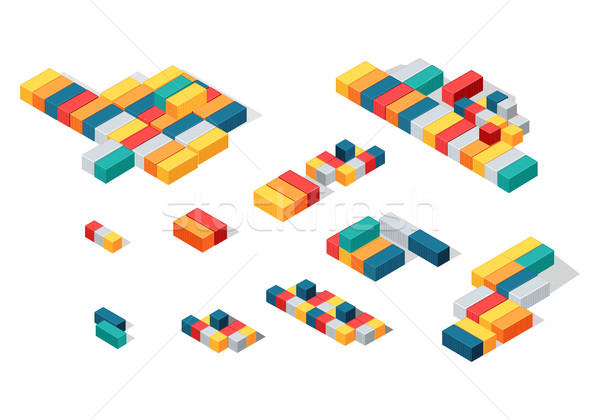 Stack of Cargo or Intermodal Containers. Vector Stock photo © robuart