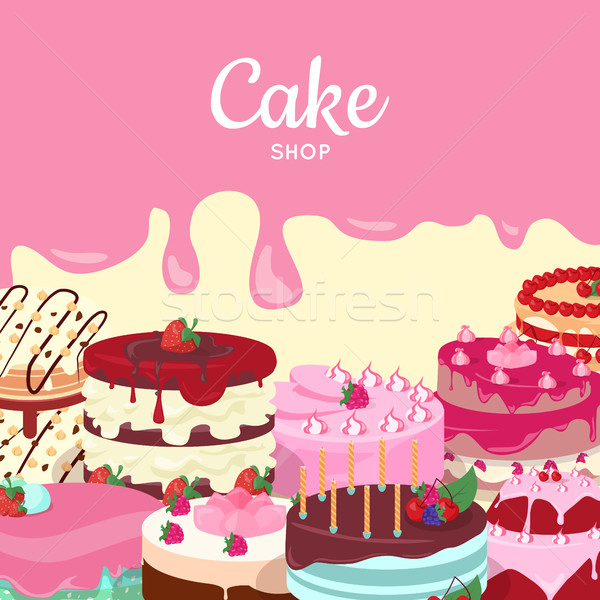 Ciasto sklep zestaw odznaczony ciasta wyroby cukiernicze Zdjęcia stock © robuart