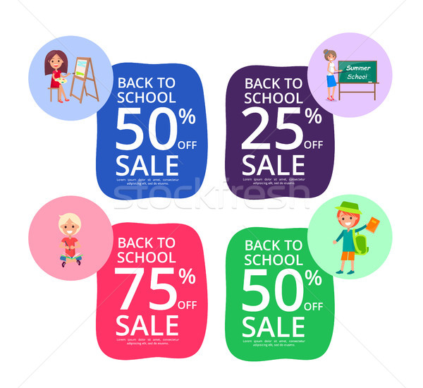 Back to School Set of Colorful Sale Posters Stock photo © robuart