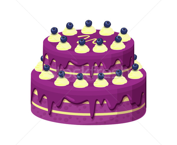 Big Lilac Pie with Berries Vector Illustration Stock photo © robuart