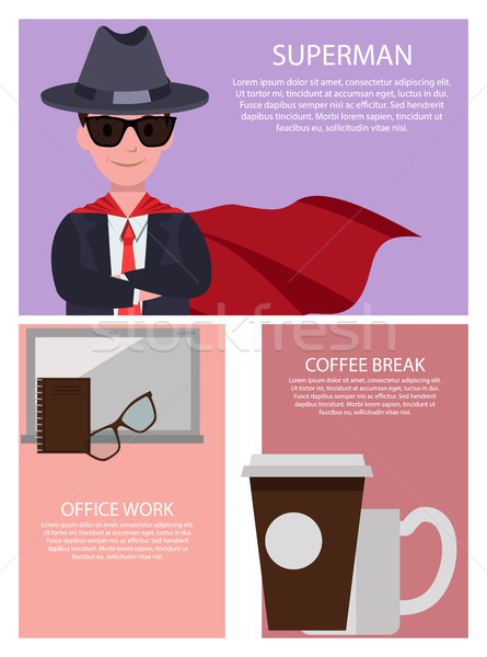 Superman and Office Work, Vector Illustration Stock photo © robuart