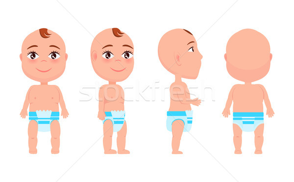 Set of Boy Infant from Front Back Side View Vector Stock photo © robuart