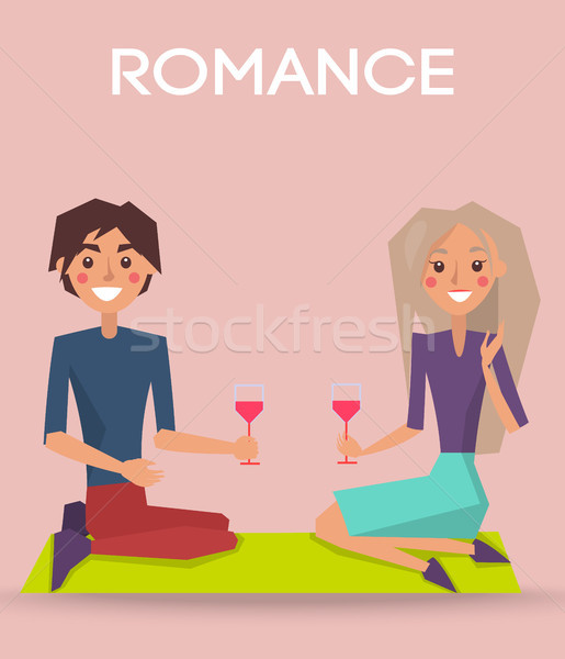 Romance Valentine Day Poster Couple Sit on Knees Stock photo © robuart