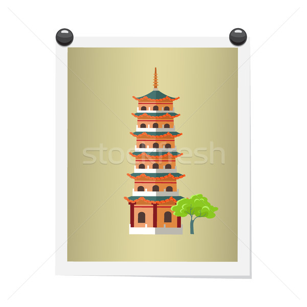 Taiwanese Tall Building on Isolated Image on White Stock photo © robuart