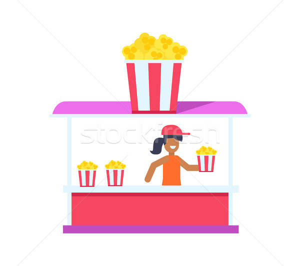 Pretty Popcorn Shop, Color Card Isolated on White Stock photo © robuart
