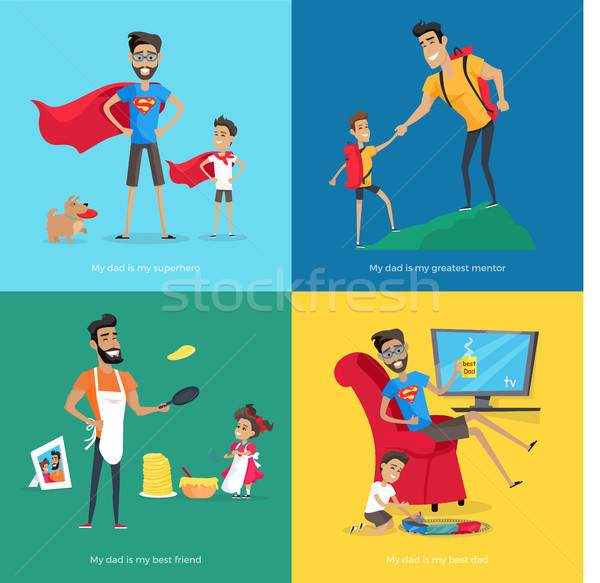Cute Father Spends Time with Children Collection Stock photo © robuart