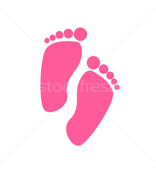 Pink Foot Steps of Newborn Baby Girl Vector Icon Stock photo © robuart