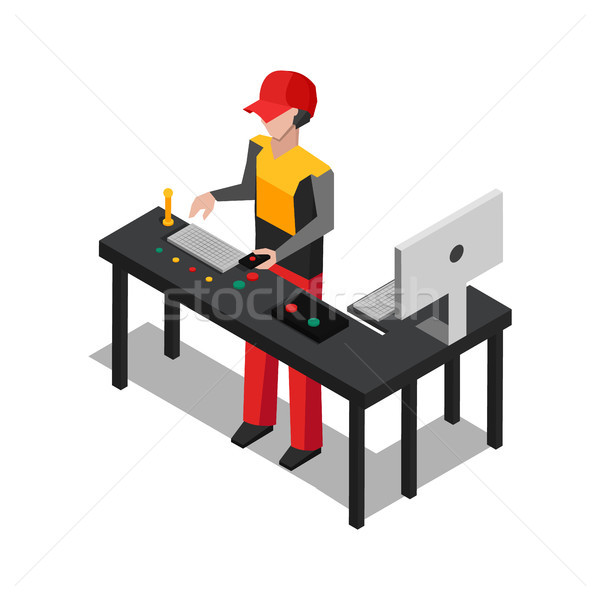 Worker Dealing with Devices Vector Illustration Stock photo © robuart