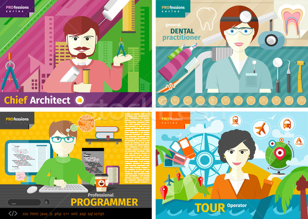 Travel agent, architect, dentist and programmer Stock photo © robuart