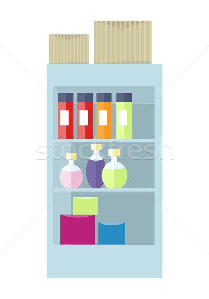 áruház belső kozmetikai kellékek dobozok polc Stock fotó © robuart