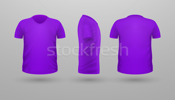 T-shirt Teplate Set. Front Side Back View. Vector Stock photo © robuart