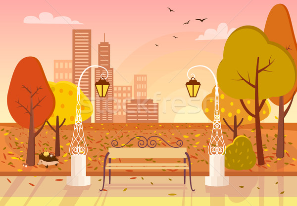 Autumn City Park Vector Illustration Stock photo © robuart
