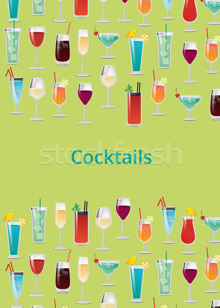 Cocktail Set Color Poster Vector Illustration Stock photo © robuart