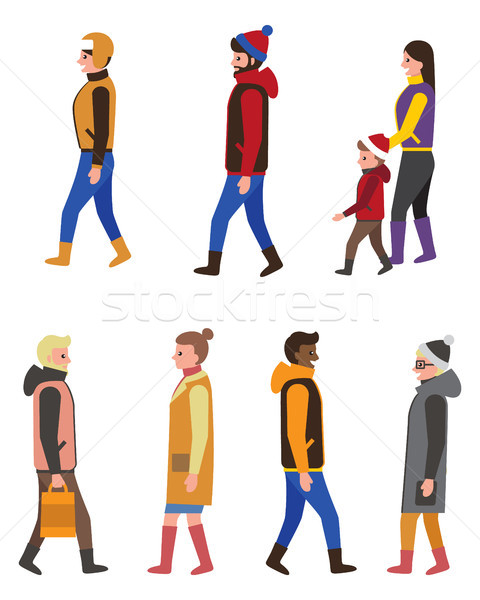 People in Winter Coats Profile and Front View Icon Stock photo © robuart