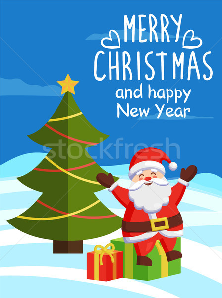 Merry Christmas and Happy New Year Santa Gift Box Stock photo © robuart