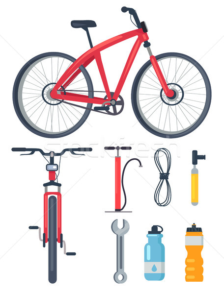 Bicycle Side and Front View Metal Wrench Icons Set Stock photo © robuart