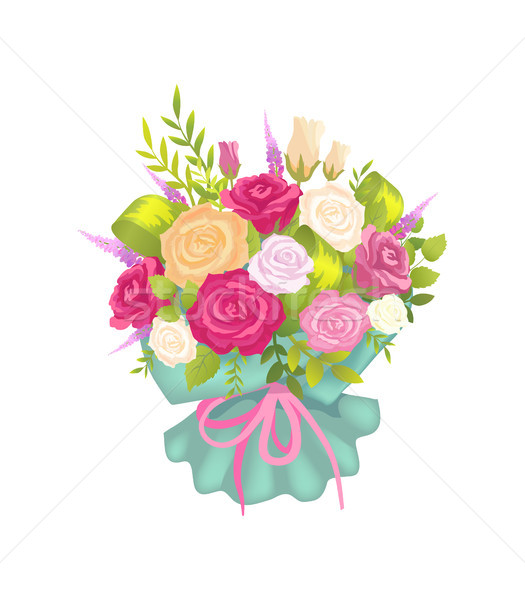 Eleganz Haufen Farbe Rosen ziemlich Stock foto © robuart