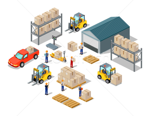 Icon 3d Isometric Process of the Warehouse Stock photo © robuart