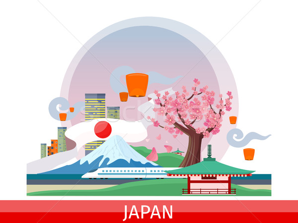 Japanese Tourist Attractions Flat Vector Concept   Stock photo © robuart