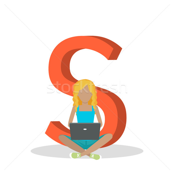 Alphabet Mobile People Vector Flat Design Concept Stock photo © robuart