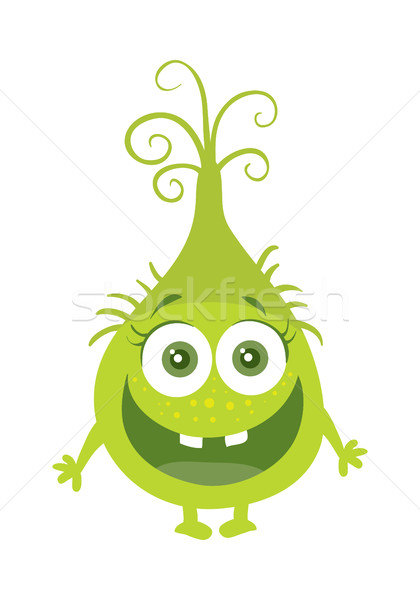 Funny Smiling Germ Green Cartoon Character. Vector Stock photo © robuart