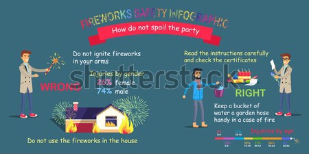Tűzijáték biztonság infografika helyes viselkedés nem Stock fotó © robuart