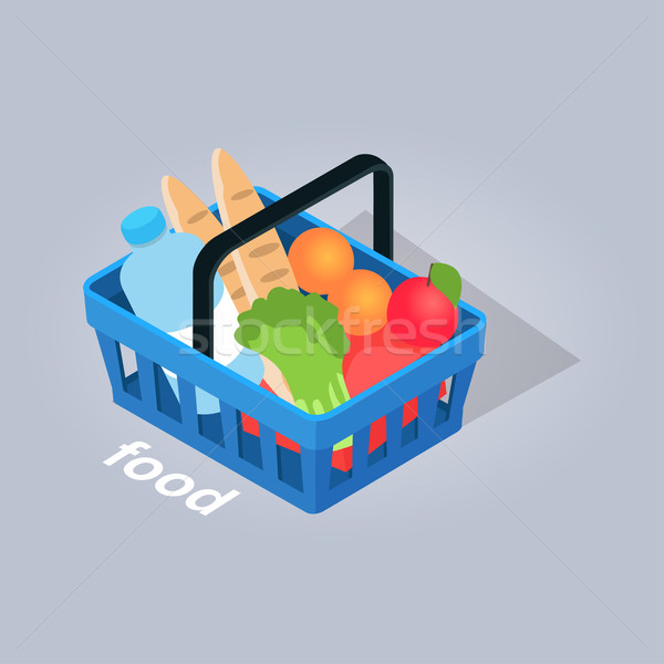 Food in Basket From Grocery Store Illustration Stock photo © robuart