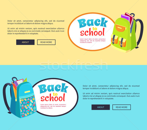 Back to School Posters with Open Schoolbag, Books Stock photo © robuart