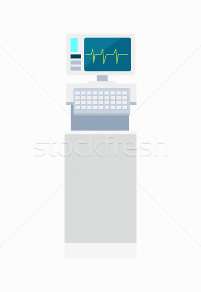 [[stock_photo]]: électrocardiogramme · icône · appareil · blanche · clavier · coeur